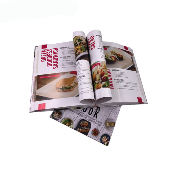Impresión de encargo del libro de cocina del papel gris de la cartulina/impresión del libro de la receta