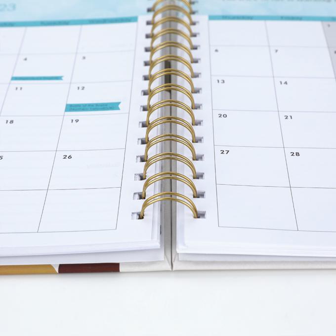 Oficina 2023-2024 A5 Mujeres Espiral de papel de oro Semanal Mensual Objetivo Diario Diario Cuaderno Agenda Planificador 5