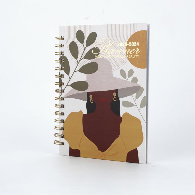 Oficina 2023-2024 A5 Mujeres Espiral de papel de oro Semanal Mensual Objetivo Diario Diario Cuaderno Agenda Planificador 9