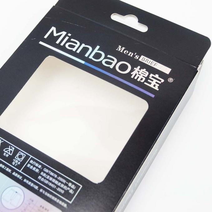 Cajas de cartón impresas a medida para hombres, ropa interior sin colgar Cajas de gancho con caja de embalaje para ventanas 9