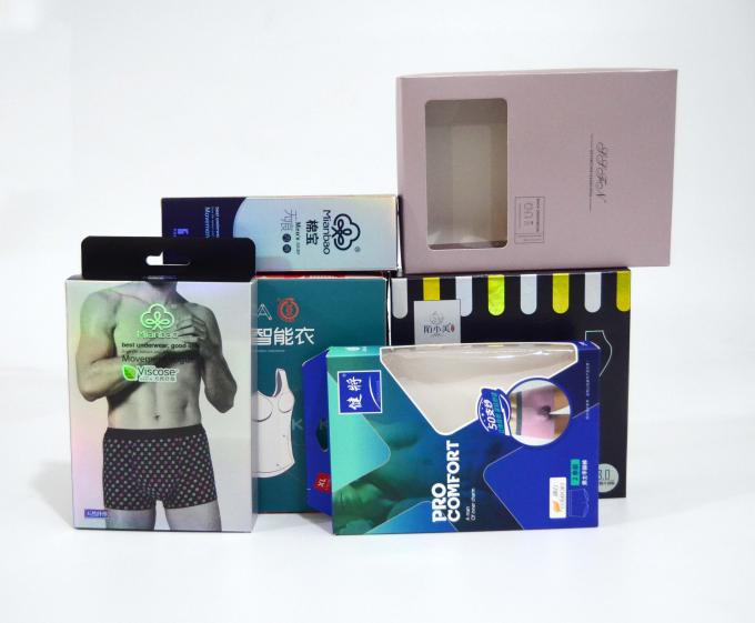 Cajas de cartón impresas a medida para hombres, ropa interior sin colgar Cajas de gancho con caja de embalaje para ventanas 10