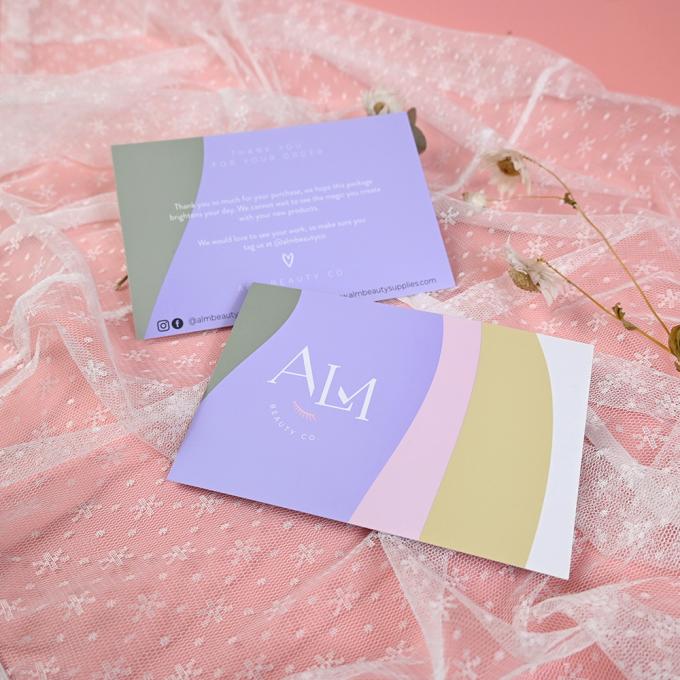 Impresión de logotipos personalizados Tarjetas de comentarios comerciales en púrpura para la promoción de pequeñas empresas 3