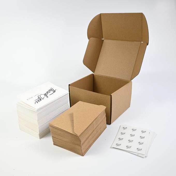 Empresas pequeñas Tarjetas de agradecimiento con sobres de papel Kraft marrón y pegatinas 3
