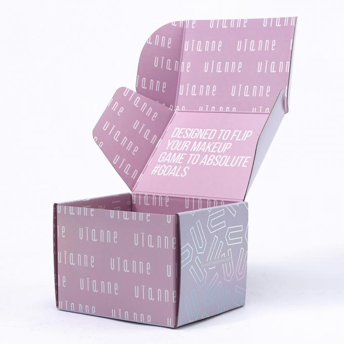 Logotipo personalizado Holográfico Caja de correo rosa Plegable Papel de cartón corrugado Embalaje con logotipo 8
