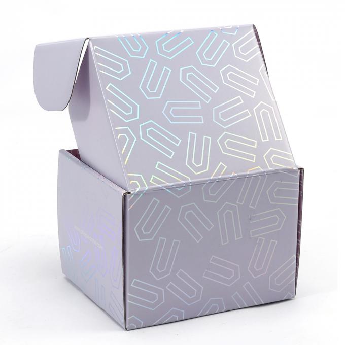 Logotipo personalizado Holográfico Caja de correo rosa Plegable Papel de cartón corrugado Embalaje con logotipo 9