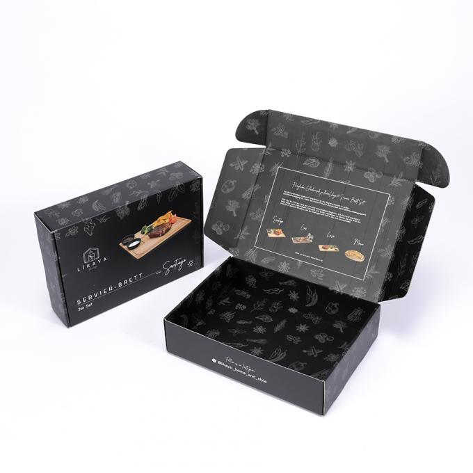 Cajas de envío negras mate de cartón corrugado para ropa interior, zapatos regalo, mailer plegable 8