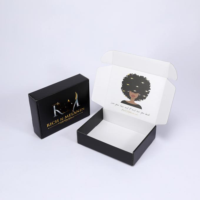 Cajas de envío negras mate de cartón corrugado para ropa interior, zapatos regalo, mailer plegable 10