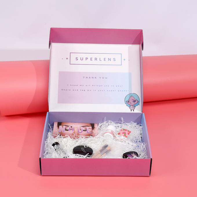 Cajas de colores personalizadas Logotipo de embalaje de cartón Impresión de ropa ecológica Cosméticos de envío plano Caja de correo 6