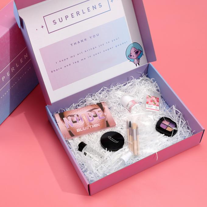 Cajas de colores personalizadas Logotipo de embalaje de cartón Impresión de ropa ecológica Cosméticos de envío plano Caja de correo 8