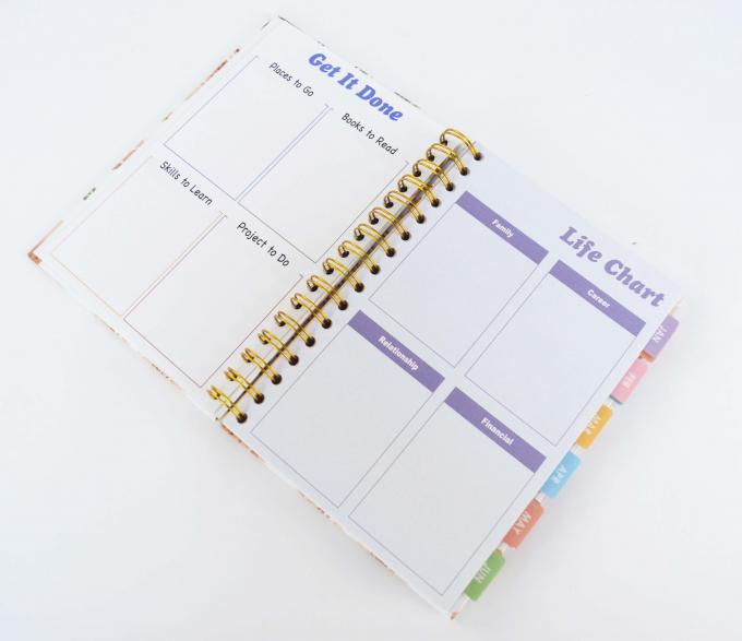 Organizador / Planificador Tamaño A5 Oro rosa O alambre espiral atado CMYK 2021 Planificador de agenda 3