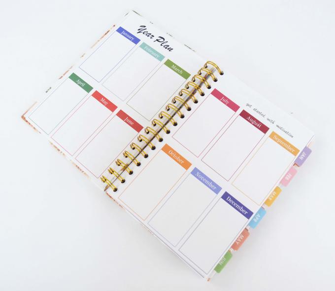 Organizador / Planificador Tamaño A5 Oro rosa O alambre espiral atado CMYK 2021 Planificador de agenda 5