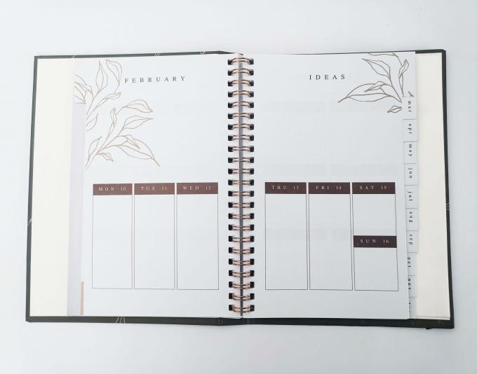 Escondido Cuaderno de tapa dura de espiral Impresión Planificador semanal con 80 hojas Páginas interiores 2