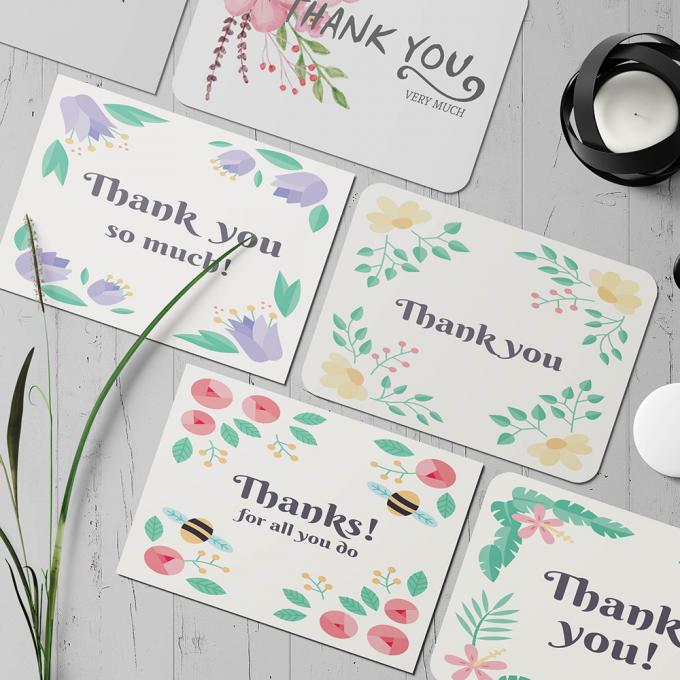 Tarjeta postal de cartón de papel para lujo a granel acuarela follaje floral Tarjeta de agradecimiento 3