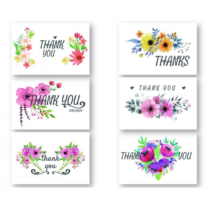 Tarjeta postal de cartón de papel para lujo a granel acuarela follaje floral Tarjeta de agradecimiento 6
