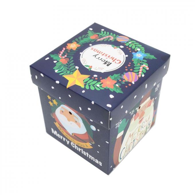 Caja de regalo de Navidad con tapa hecha de papel recubierto en tamaño personalizado para el embalaje de regalos 6