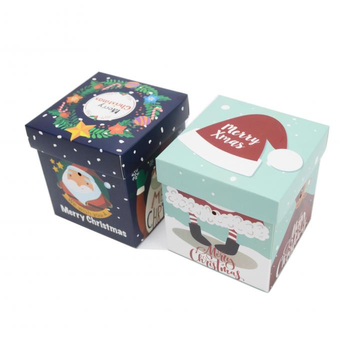 Caja de regalo de Navidad con tapa hecha de papel recubierto en tamaño personalizado para el embalaje de regalos 5