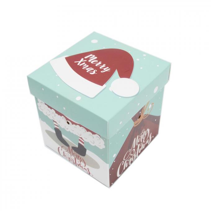 Caja de regalo de Navidad con tapa hecha de papel recubierto en tamaño personalizado para el embalaje de regalos 7