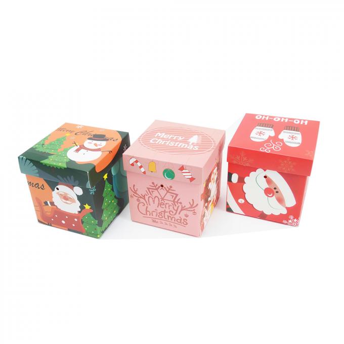 Caja de regalo de Navidad con tapa hecha de papel recubierto en tamaño personalizado para el embalaje de regalos 8