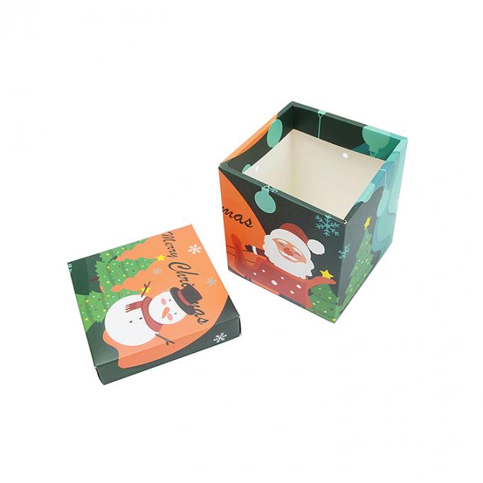 Caja de regalo de Navidad con tapa hecha de papel recubierto en tamaño personalizado para el embalaje de regalos 12