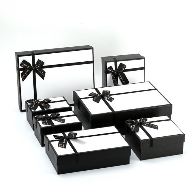 Tamaño personalizado aceptado tapa negra y base de perfume embalaje regalo caja de papel con cinta 3