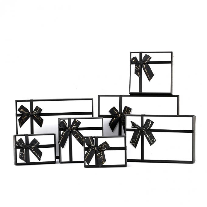 Tamaño personalizado aceptado tapa negra y base de perfume embalaje regalo caja de papel con cinta 4
