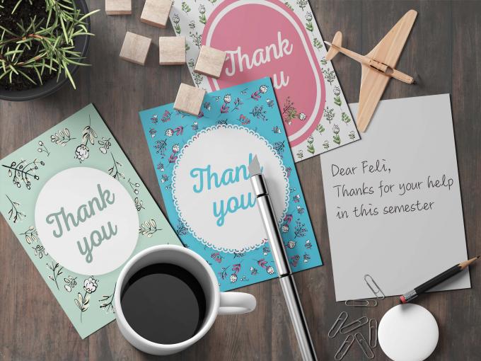 Impresión de tarjetas personalizadas reciclables película de laminación Kraft clásico Gracias notas 7