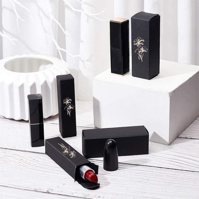 Cosméticos personalizados Negro vacío Lápiz labial Gloss de labio Embalaje Cajas de papel para el tubo de lápiz labial 5