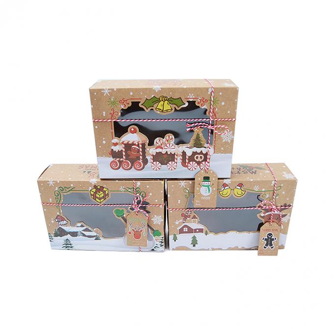 Caja de regalo de rosquillas de Navidad con ventana transparente personalizada y llamativa 0