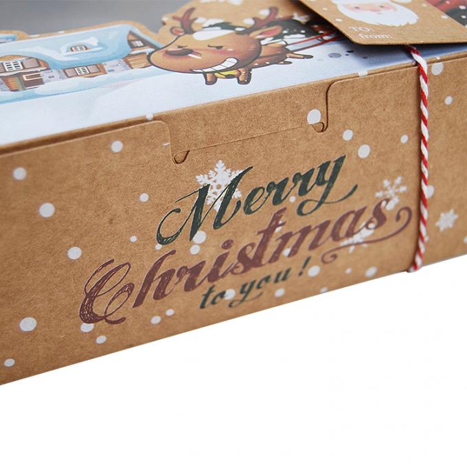 Caja de regalo de rosquillas de Navidad con ventana transparente personalizada y llamativa 3