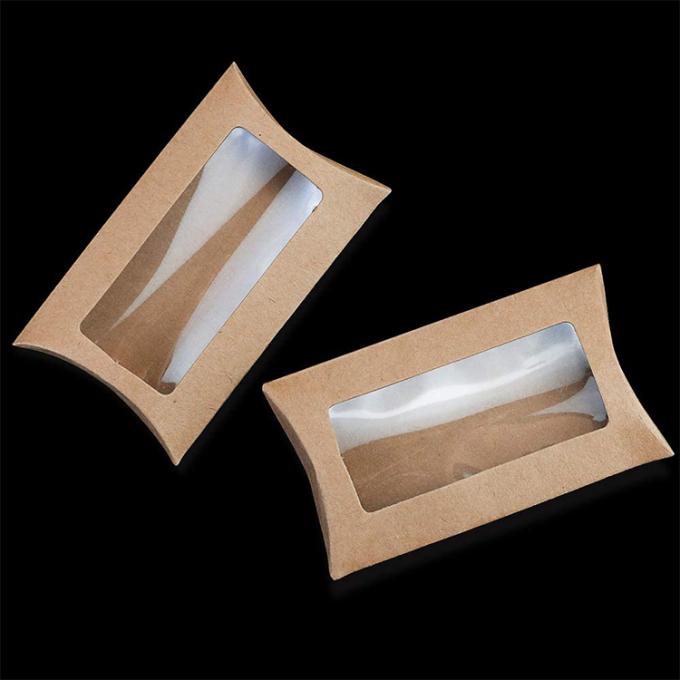 Embalaje de caja de almohada de galletas de ventana transparente con diseño personalizado y papel kraft de uso pesado 4