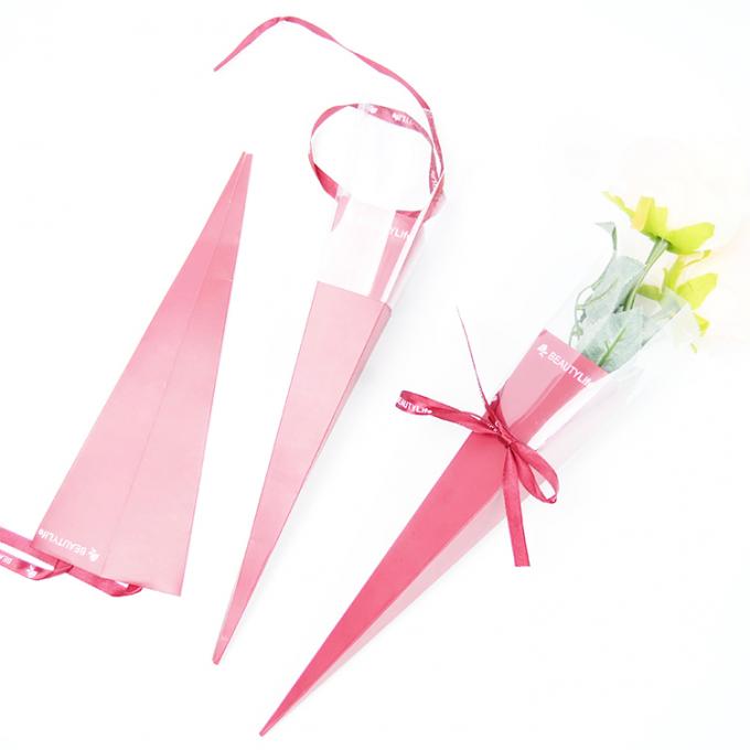 Caja única de rosas de tallo largo de 42 cm x 60 cm Caja de embalaje de flores de papel para el día de San Valentín 2