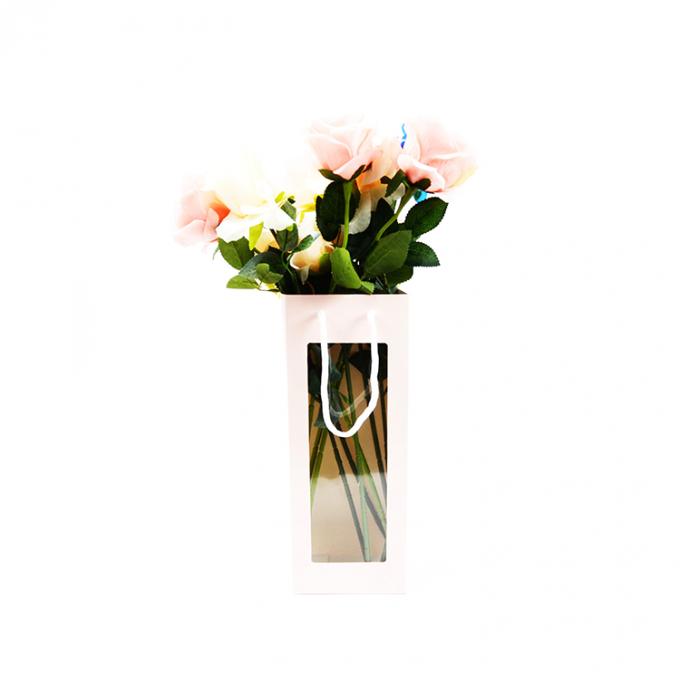Logotipo personalizado Bote de regalo de flores de rosa portátil dentro de una caja de embalaje de flores de rosas de tallo largo 3