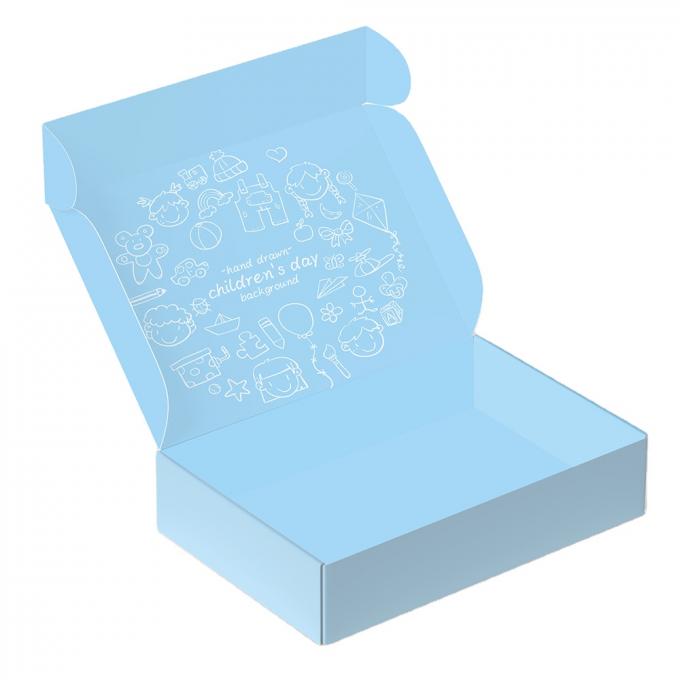 Adhesivos de impresión personalizada duradera Caja de envío de papel de avión Embalaje regalo corrugado Reciclado Caja de correo azul 6