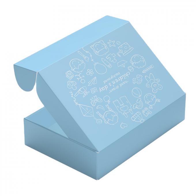 Adhesivos de impresión personalizada duradera Caja de envío de papel de avión Embalaje regalo corrugado Reciclado Caja de correo azul 7