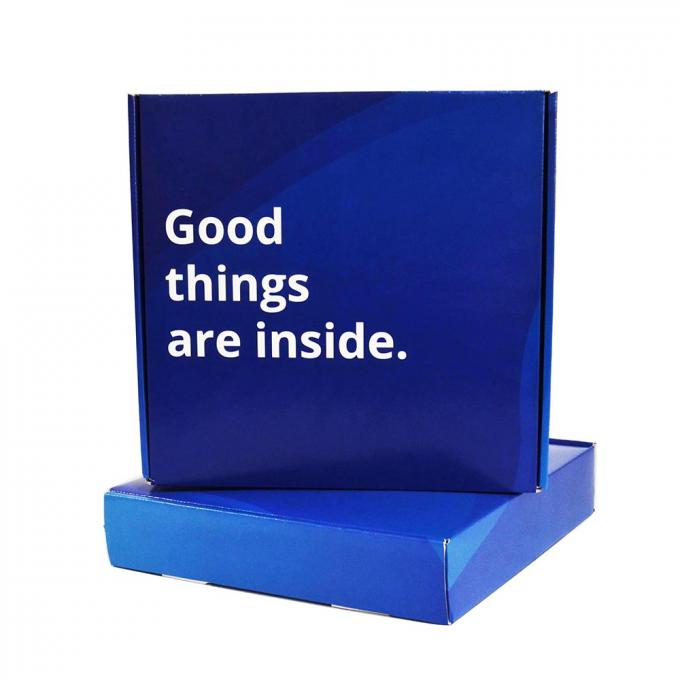 Adhesivos de impresión personalizada duradera Caja de envío de papel de avión Embalaje regalo corrugado Reciclado Caja de correo azul 10