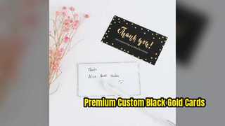 Tarjetas de agradecimiento personalizadas en oro negro para una marca premium